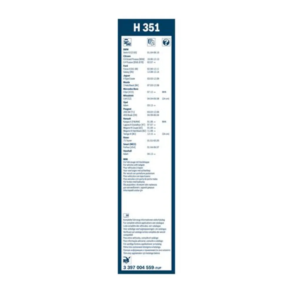 BOSCH BALAI D'ESSUIE GLACE ARRIERE H351 X1