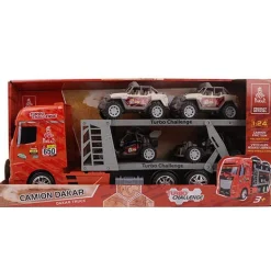 Enfant TURBO CHALLENGE Camion de transport à friction Paris/Dakar + 4 véhicules 44 cm