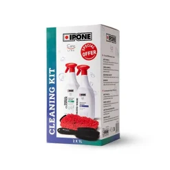 IPONE CLEANING KIT MOTO 2 NETTOYANTS + GANT + BROSSE -