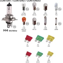 EVO Coffret 16 ampoules H4 + 12 fusibles -