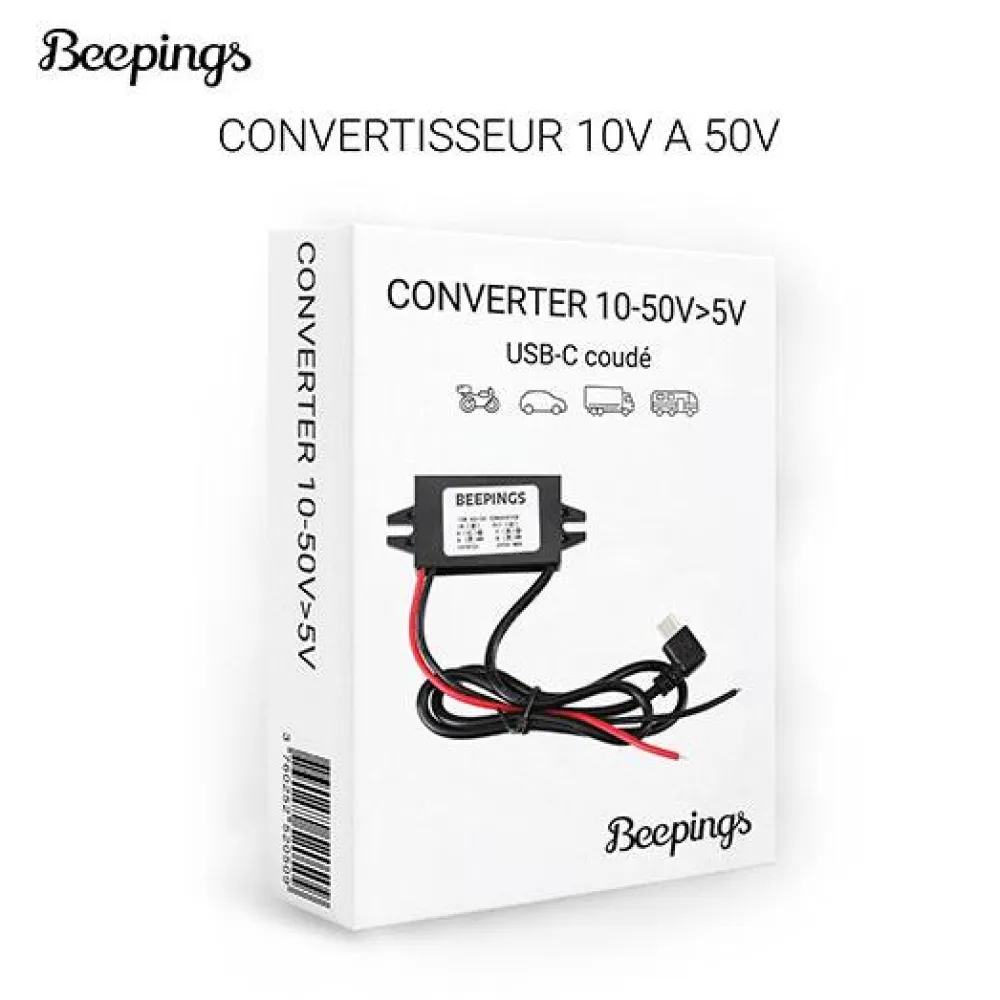 BEEPINGS Convertisseur 10V à 50V vers USB-C 5V