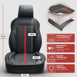 SWISS DRIVE Couvre siege pvc potenza noir/rouge - SWISSDRIV