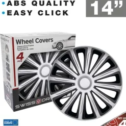 CAR+ 4 enjoliveurs Alaska 14 pouces Noir/Argent
