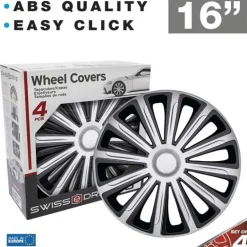CAR+ 4 enjoliveurs Alaska 16 pouces Noir/Argent