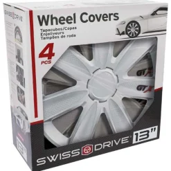 CAR+ 4 enjoliveurs VR 13 pouces Carbone/Argent