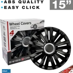 CAR+ Enjoliveurs X 4 15 pouces ILLINOIS  RC BLACK