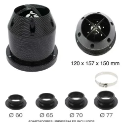RACESPORT FILTRE A AIR UNIVERSEL AVEC 4 BAGUES CARBON LOOK - AIRCARB -