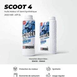 IPONE Huile Moteur 4 Temps Semi-Synthétique SCOOT 4 10W40 -