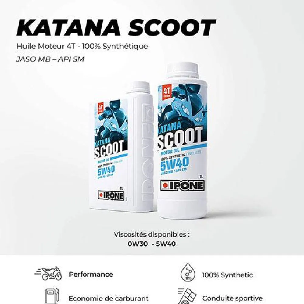 IPONE Huile Moteur 4 Temps 100% Synthétique KATANA SCOOT 5W40 -
