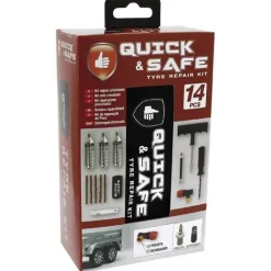 QUICK&SA Kit de reparation pneu complet 14pcs avec co2 -