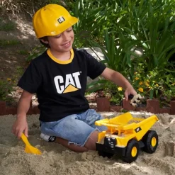 Enfant CAT Pack 1 vehicule - 25 cm + pelle, rateau et casque -