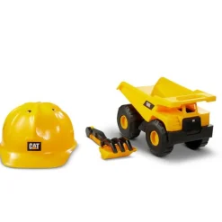 Enfant CAT Pack 1 vehicule - 25 cm + pelle, rateau et casque -