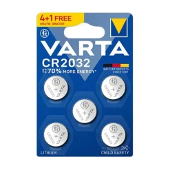 VARTA PILES BOUTON LITHIUM CR2032 4+1 GRATUITE -